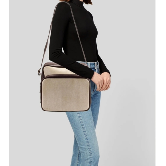 Hermès Helena Messenger Bag in Tobacco Leather and Toile Canvas Authentic - Picture 1 of 16